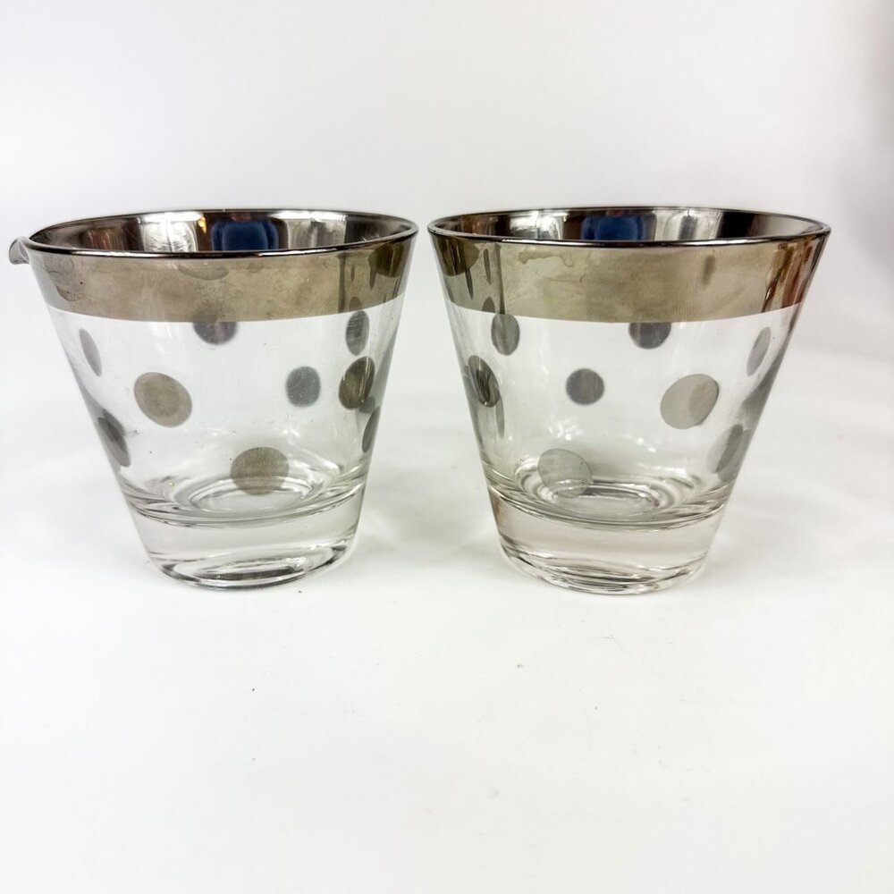 Vintage Dorothy Thorpe Silver Polka Dot Sugar & Creamer Set
